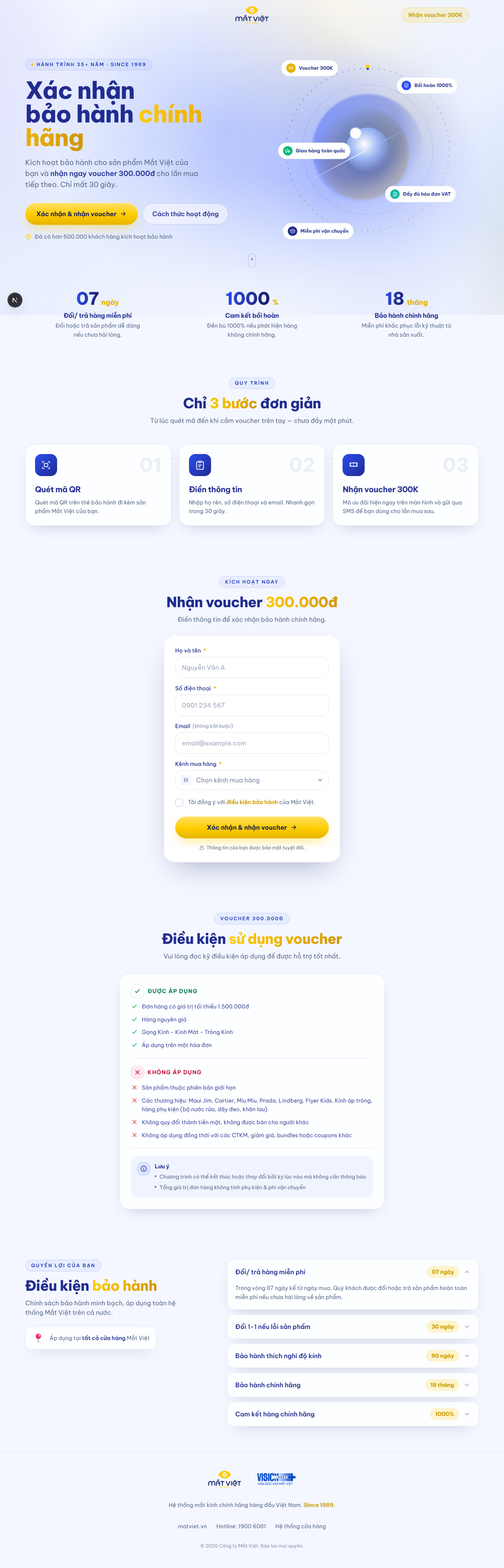 Mắt Việt — Online Warranty Confirmation (Xác Nhận Bảo Hành) screenshot