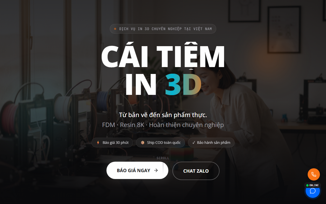 Tiệm 3D — 3D Print Shop Website screenshot