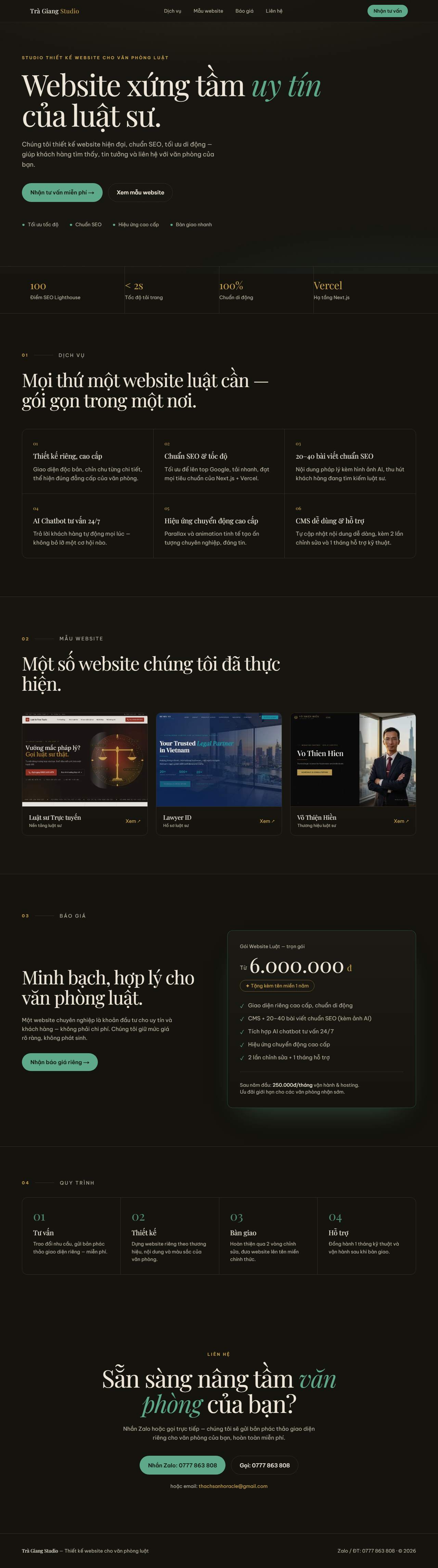 Trà Giang Studio — Agency Website & Client-Acquisition Engine screenshot